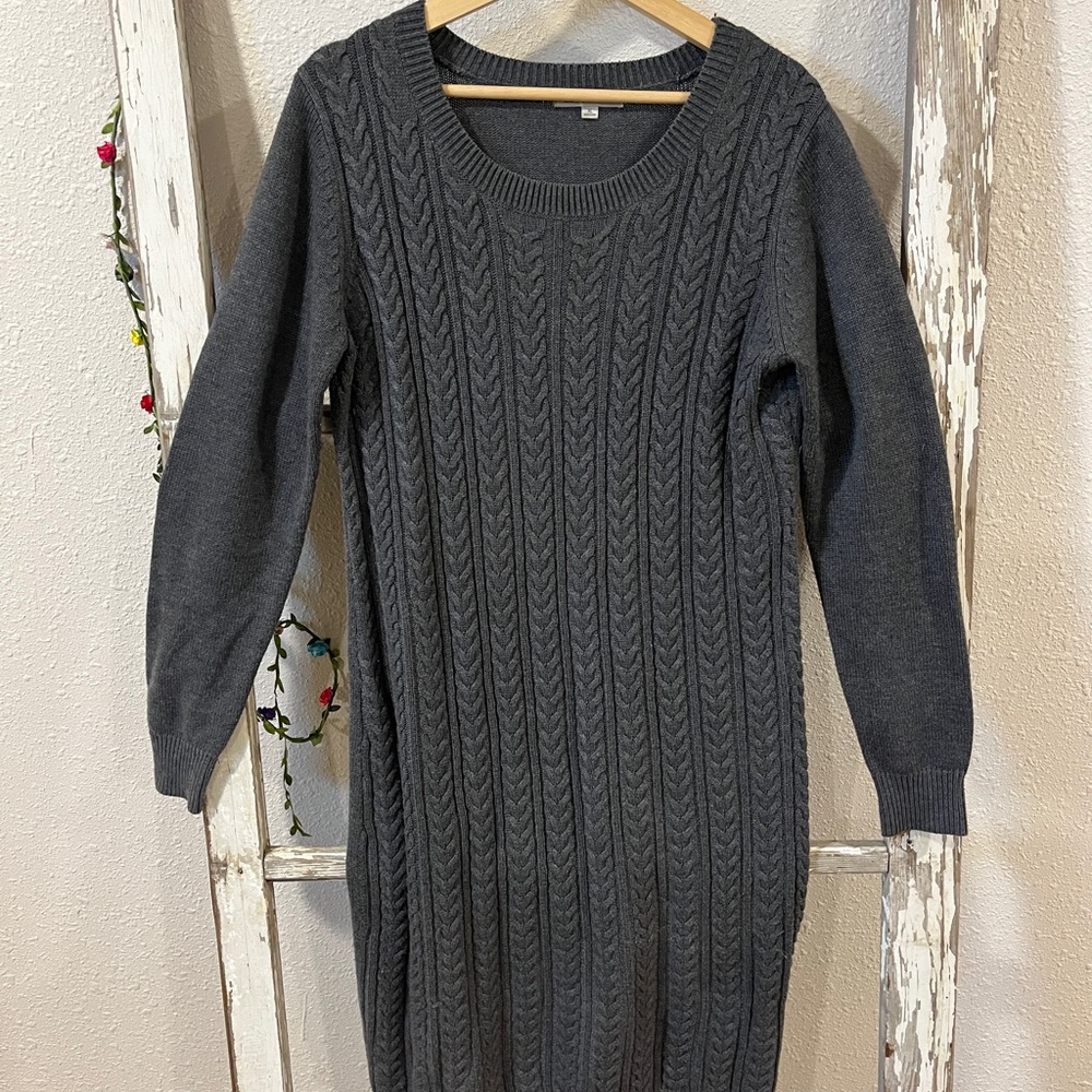 SD Collection Gray Long Sleeve Dress